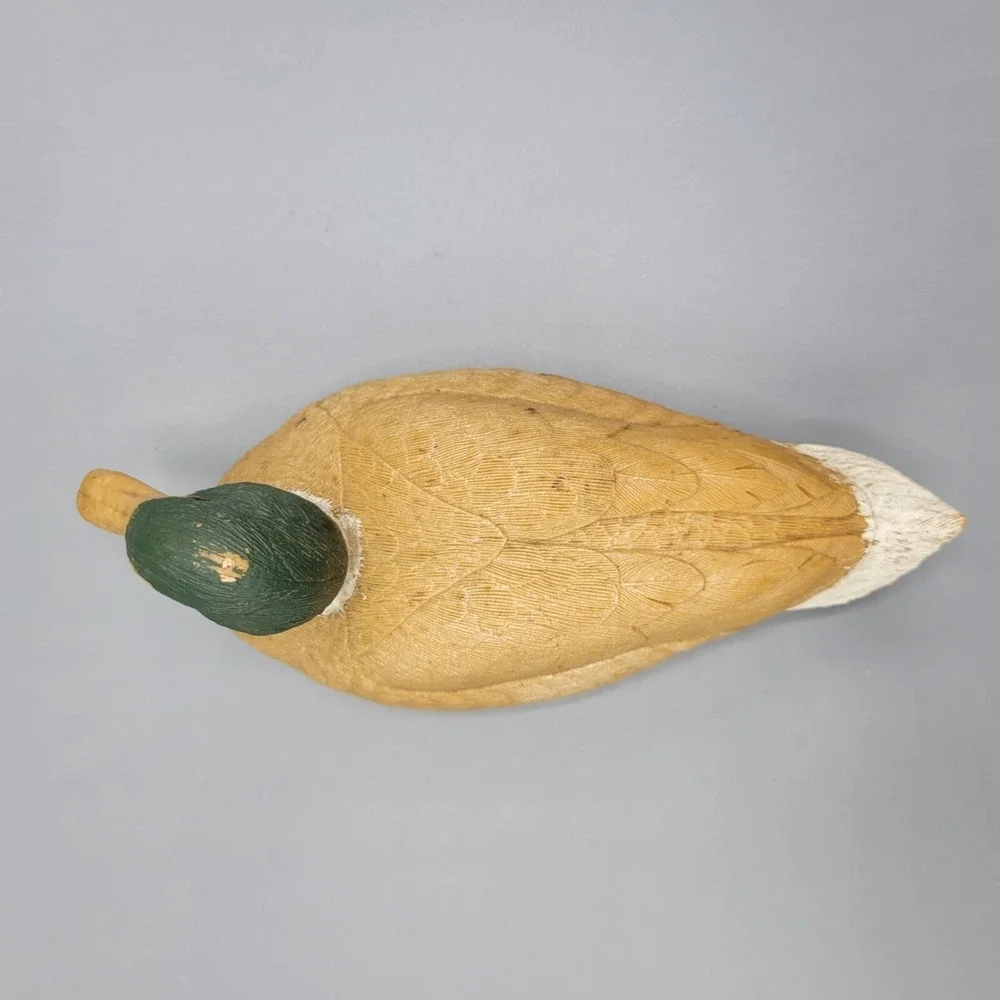 Vintage Plastic Duck Decoy Figurine Green Head Brown Body Collectible 3
